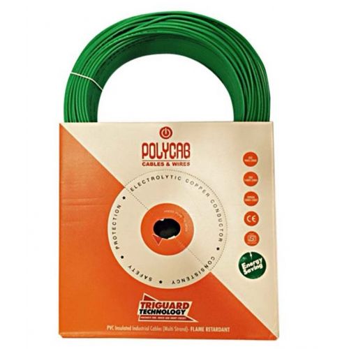 Polycab 0.75 Sqmm 1 Core FR PVC Insulated Flexible Cable, 90 mtr (Green)